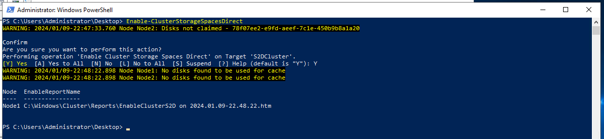 Enable-ClusterStorageSpacesDirect